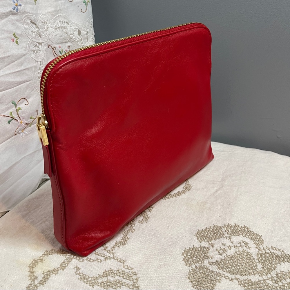 India Hicks Red leather purse clutch bag gold zipper